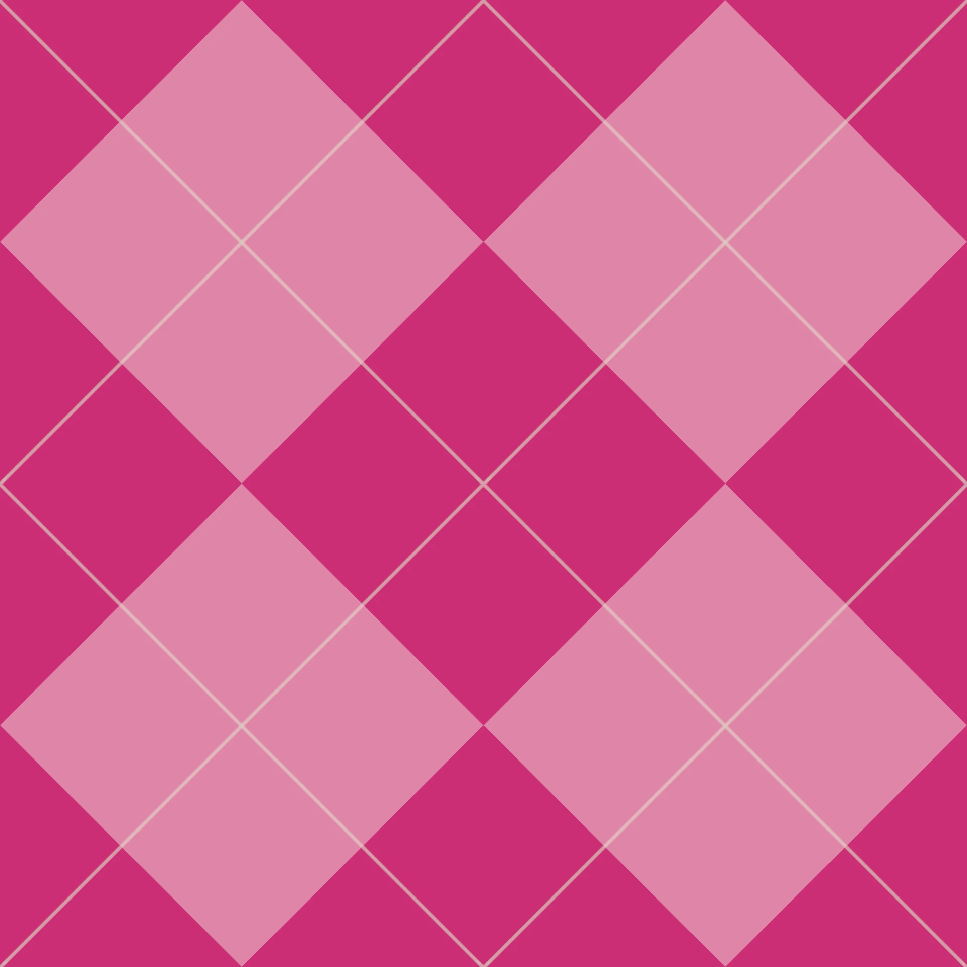 Argyle repeat in soft pink diamonds on a deep magenta ground with cream lines